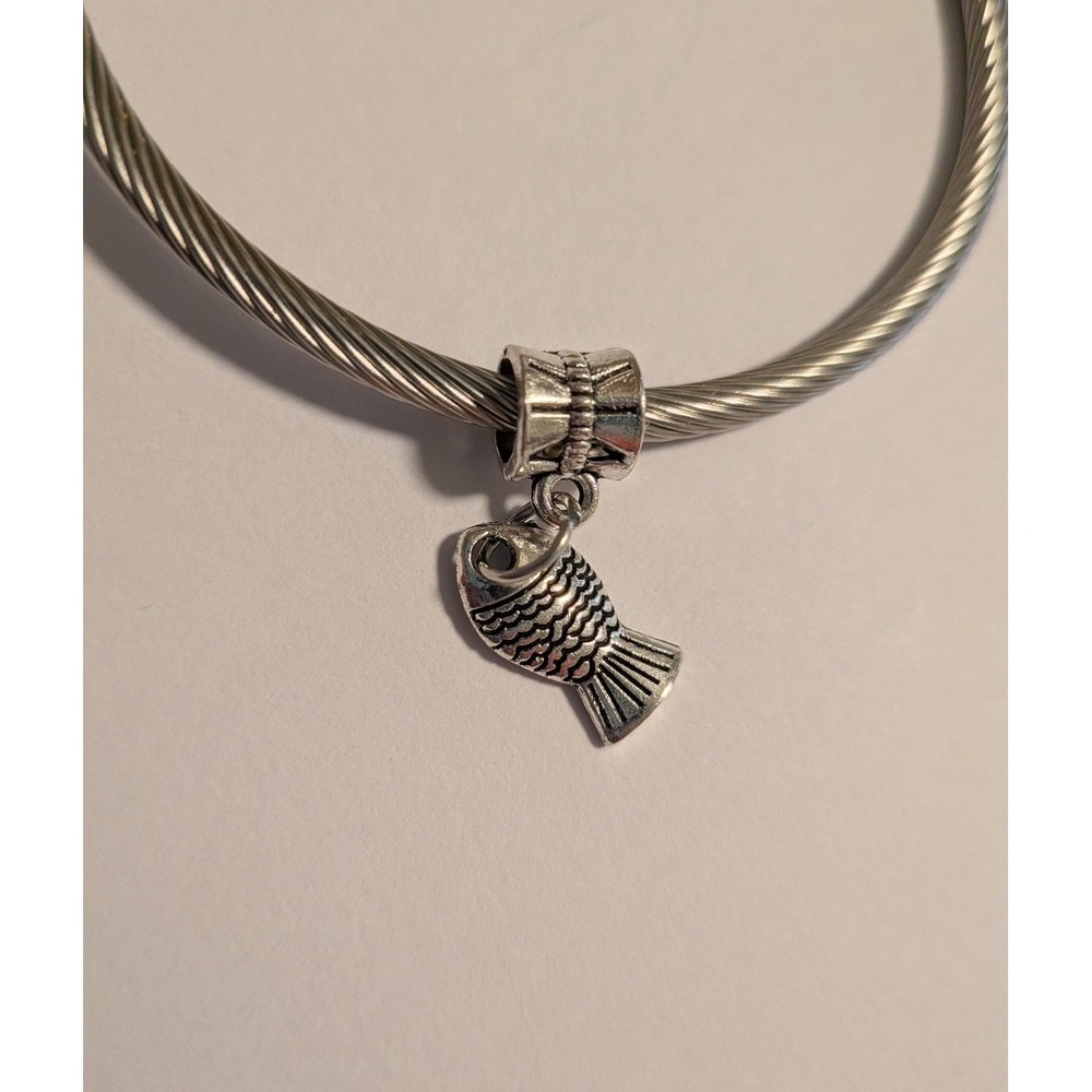 Silver Fish Dangle Charm Bead for European Bracelet Nautical Animal Jewelry